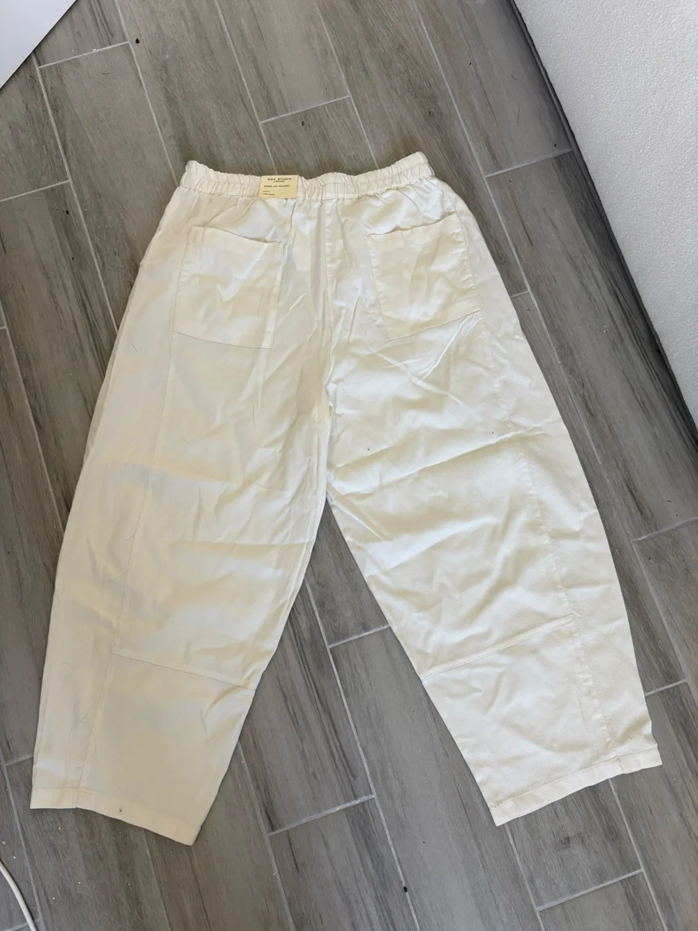 NWT Max Studio London Barrel Leg Trousers - Ecru Cream - Size XL - 100% Cotton